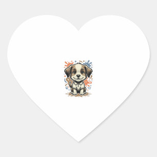Adesivo Coração Desenho Vetorial de Gravação de Splash de Cachorri