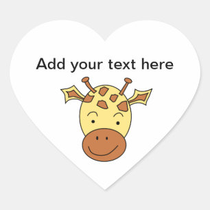 Adesivo Coração Desenhos animados bonitos do girafa