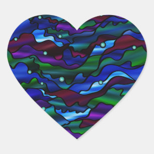 Adesivo Coração Design abstrato do vitral do Seascape