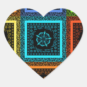 Adesivo Coração Design de Arte de Padrão Multicolorido Verificado 