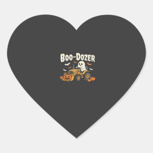 Adesivo Coração Design de Bulldozer Fantasma de Halloween Boo-Doze