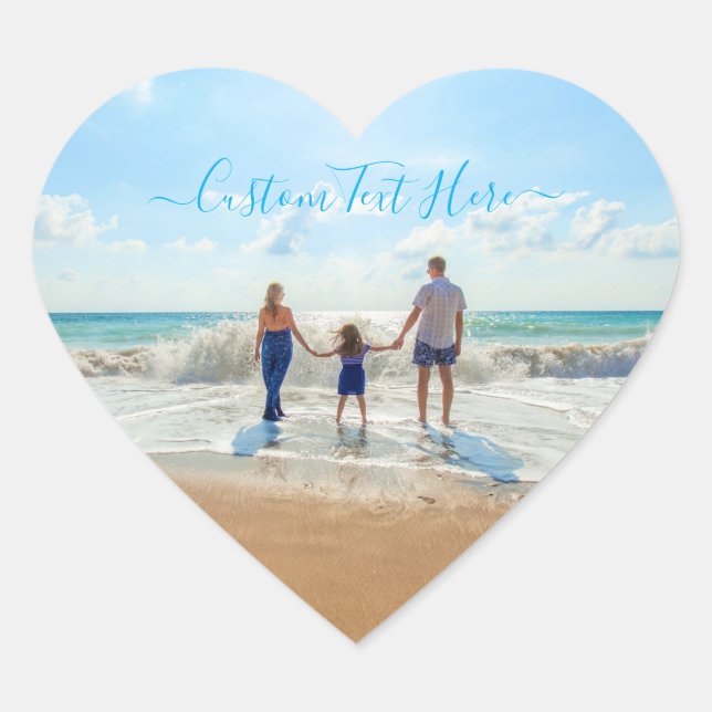 Adesivo Coração Design de Fotografias Personalizadas e de Texto (Frente)