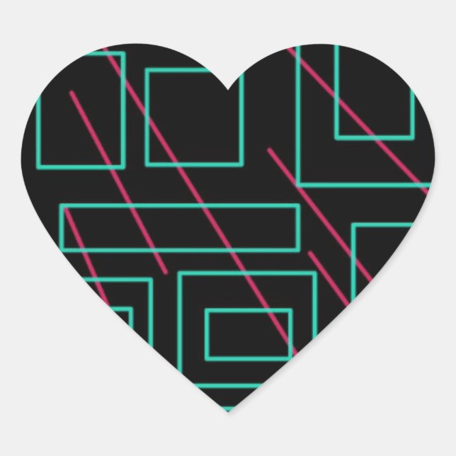 Adesivo Coração design de fundo preto (Frente)