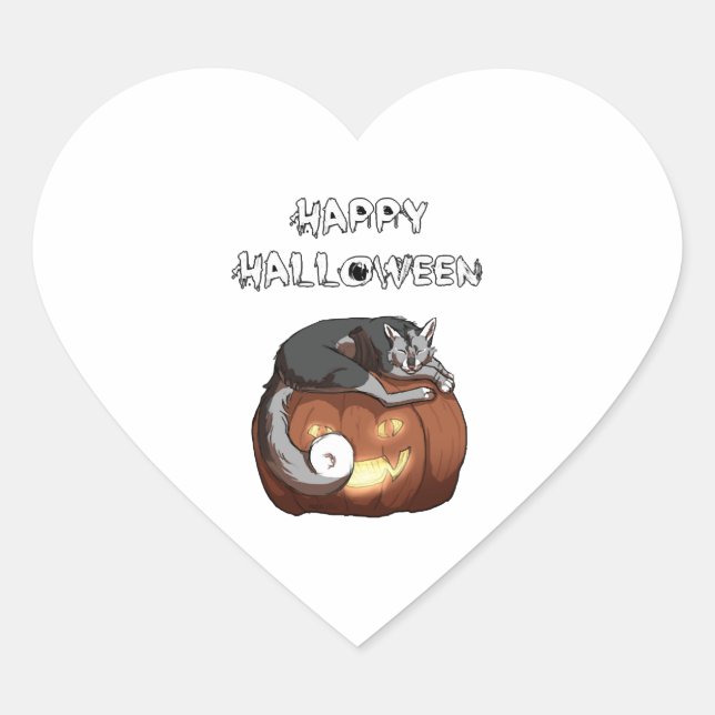 Adesivo Coração Design de Halloween (Frente)