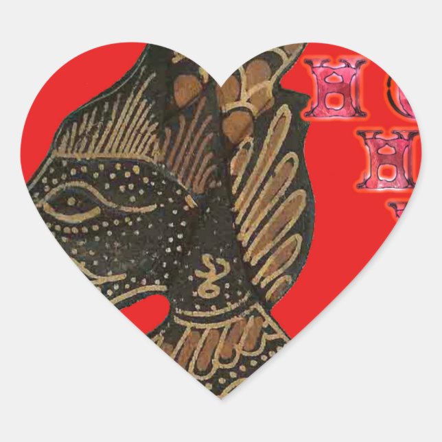 Adesivo Coração Design de Hohoho na canvas Vermelha da Indonésia S (Frente)