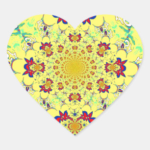 Adesivo Coração Design de Impressão de Arte com Damasco Brilhante 