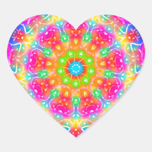 Adesivo Coração Design de Mandala Rosa para o Paraíso