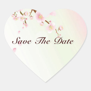 Adesivo Coração Design De Natureza Do Flor De Cereja, Rosa E Branc