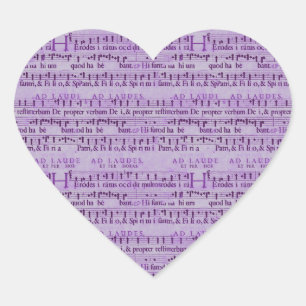Adesivo Coração Design de papel roxo velho da contagem musical
