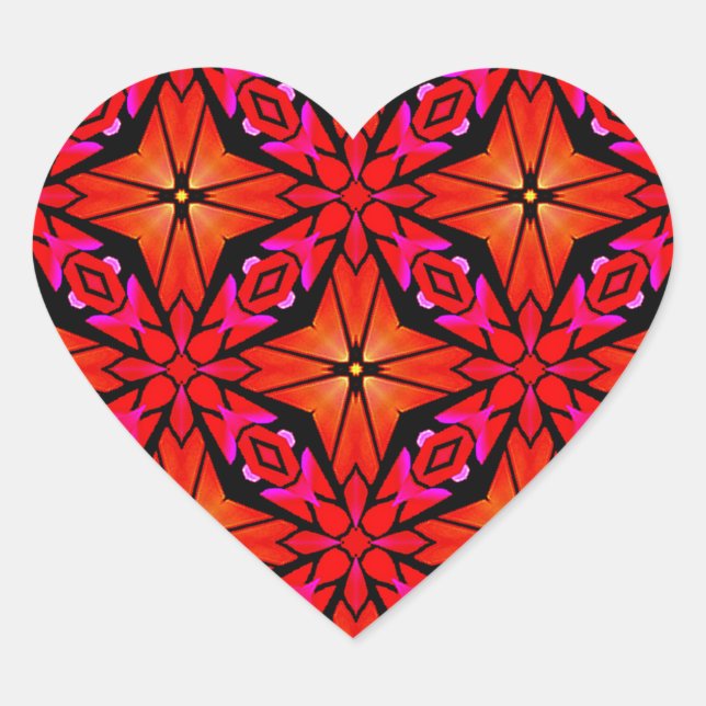 Adesivo Coração Design de Starburst Vermelho (Frente)