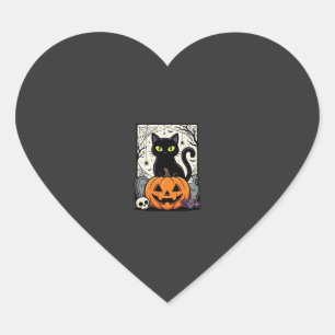 Adesivo Coração Design de Vetor de Abóbora de Gato Preto de Hallow