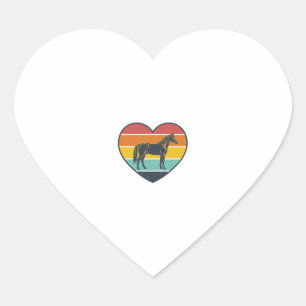 Adesivo Coração Design de Vetor de Cavalo Antigo Pôr do Sol_1
