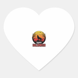 Adesivo Coração Design de Vetor Vintage Lobo Uivando Feliz Dia das