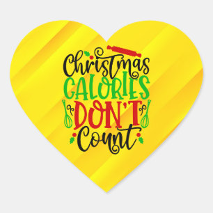 Adesivo Coração Design Divertido de Natal - Calorias Não Contam