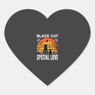 Adesivo Coração Design Gótico de Amor Especial de Gato Preto no Ha