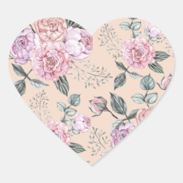 Adesivo Coração Design Rosa de Vintage Rosa