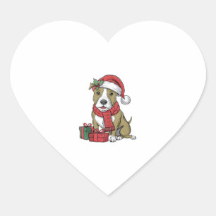 Adesivo Coração Desorte do Partido Xmas - Cão de Pitbull Terrier A