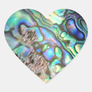 Adesivo Coração Detalhe da concha do abalone verde-azul