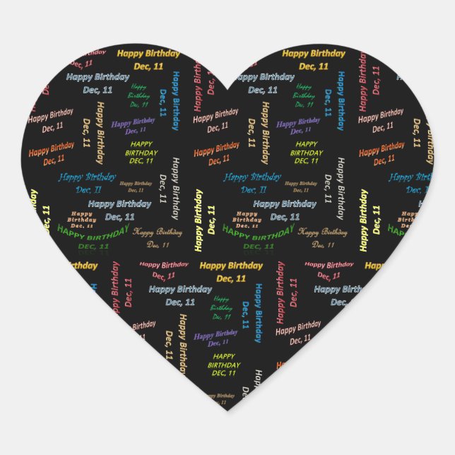 Adesivo Coração Dezembro, 11 Aniversário (Frente)