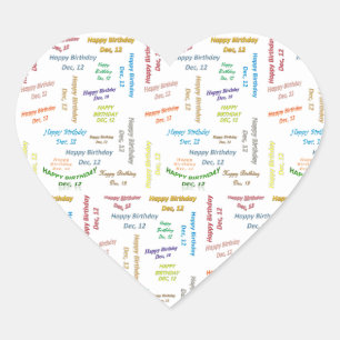 Adesivo Coração Dezembro, 12 Aniversário