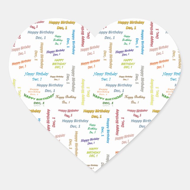 Adesivo Coração Dezembro, 1 Aniversário (Frente)