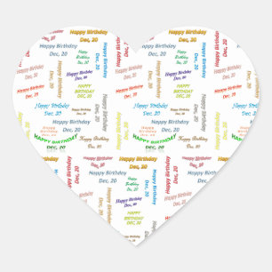 Adesivo Coração Dezembro, 20 Birthday Sticker