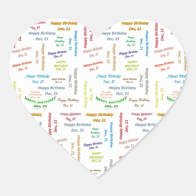 Adesivo Coração Dezembro, 21 Aniversário (Frente)