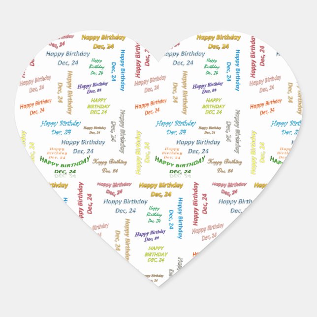 Adesivo Coração Dezembro, 24 Aniversário (Frente)