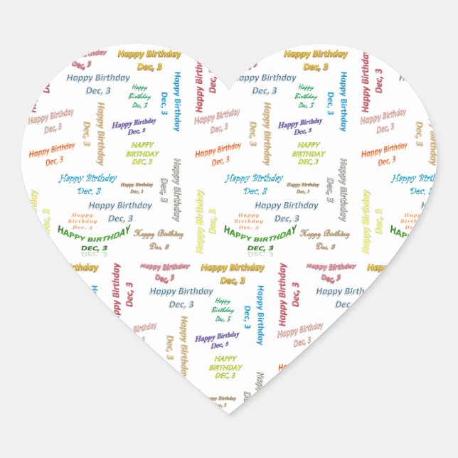 Adesivo Coração Dezembro, 3 Aniversário (Frente)