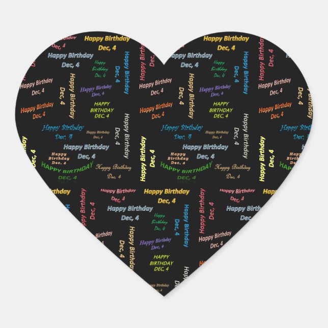 Adesivo Coração Dezembro, 4 Aniversário (Frente)