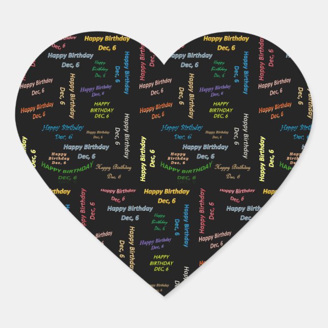 Adesivo Coração Dezembro, 6 Aniversário (Frente)