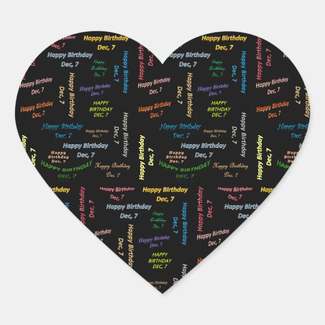 Adesivo Coração Dezembro, 7 Aniversário (Frente)