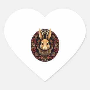 Adesivo Coração Dia da Páscoa de Artes Mandala em Coelho da Páscoa