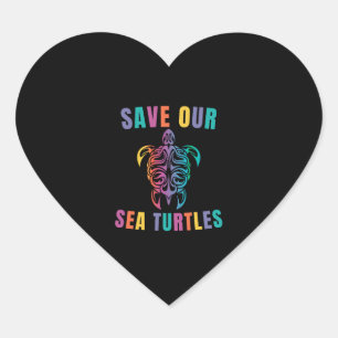 Adesivo Coração Dia da Terra, Salve Nossas Tartarugas do Mar, Tart