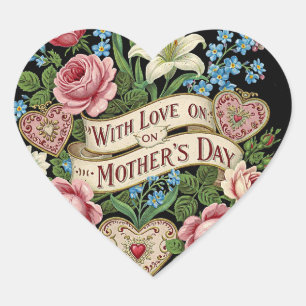 Adesivo Coração Dia de as mães com amor
