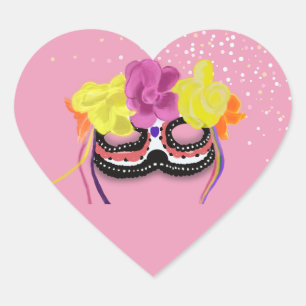 Adesivo Coração Dia de Los Muertos Mask