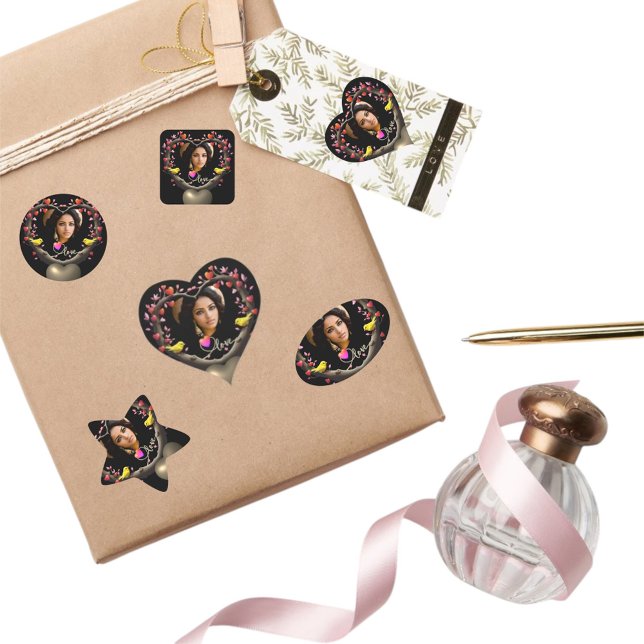 Adesivo Coração Dia de os namorados com ave canária (Criador carregado)