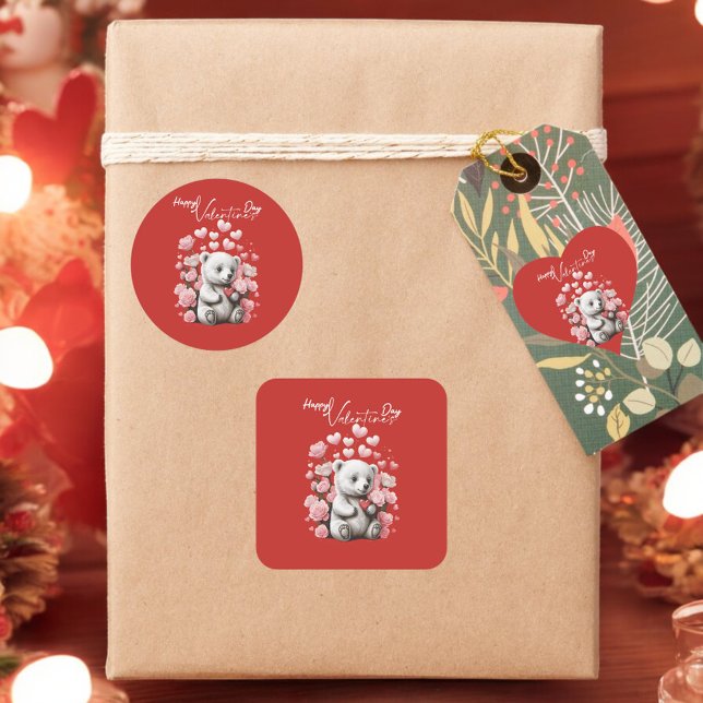 Adesivo Coração Dia de os namorados com Urso Rico (Criador carregado)