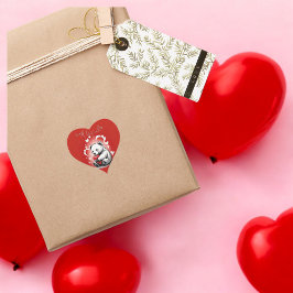 Adesivo Coração Dia de os namorados com Urso Rico