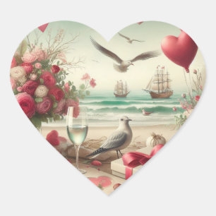 Adesivo Coração Dia de os namorados costeiro/náutico