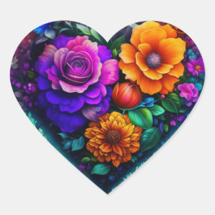 Adesivo Coração Dia de os namorados de Coração Cheio de Flor