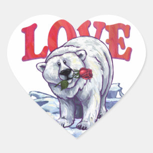 Adesivo Coração Dia de os namorados de Urso Polar