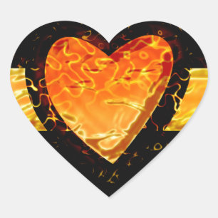 Adesivo Coração Dia de os namorados Elegante de Coração Laranja em