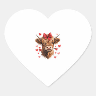 Adesivo Coração Dia de os namorados Highland Cow Funny Hearts Namo
