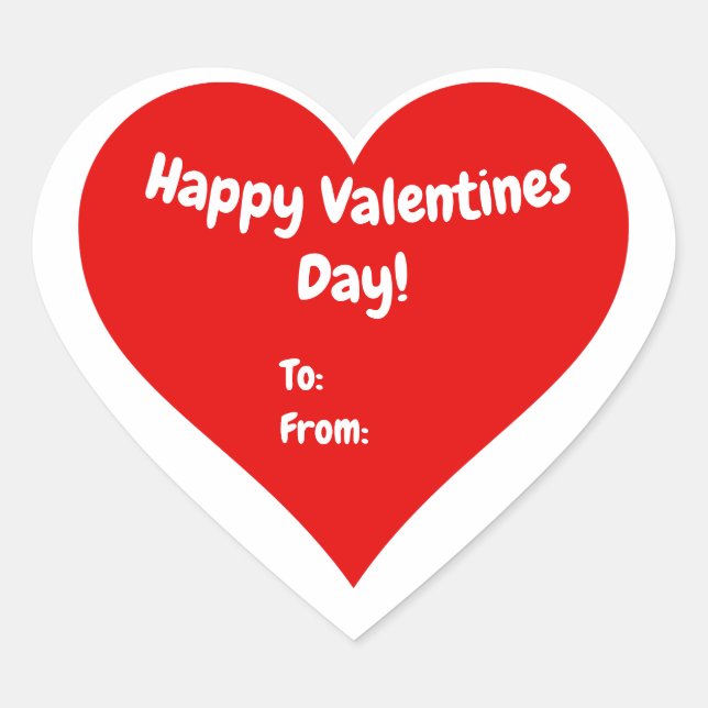 Adesivo Coração Dia de os namorados Personalizado Branco e Vermelh (Frente)