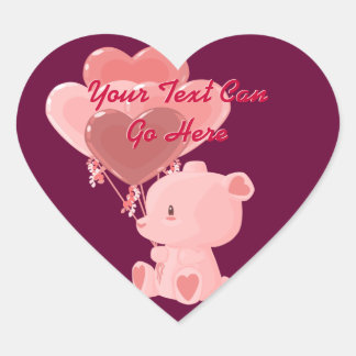 Adesivo Coração Dia de os namorados Teddy Bear Heart Stickers