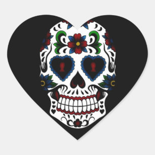 Adesivo Coração Dia do Crânio Morto em Azul