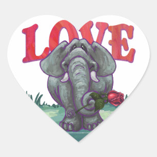 Adesivo Coração Dia dos namorados do elefante