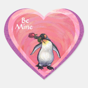 Adesivo Coração Dia dos namorados do pinguim
