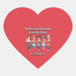 Adesivo Coração Dia Internacional da Juventude. 12 de agosto